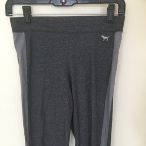 PINK Grey Leggings with Light Grey Stripe
